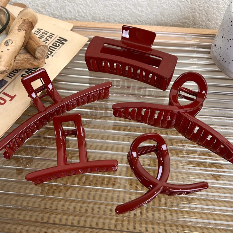 Hair Clip Claw Large - Mulheres vermelho garra de cabelo clipes