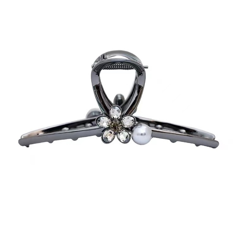Black Crystal Flower Garra de  - Hair Clip Claw Large avaliação e preço