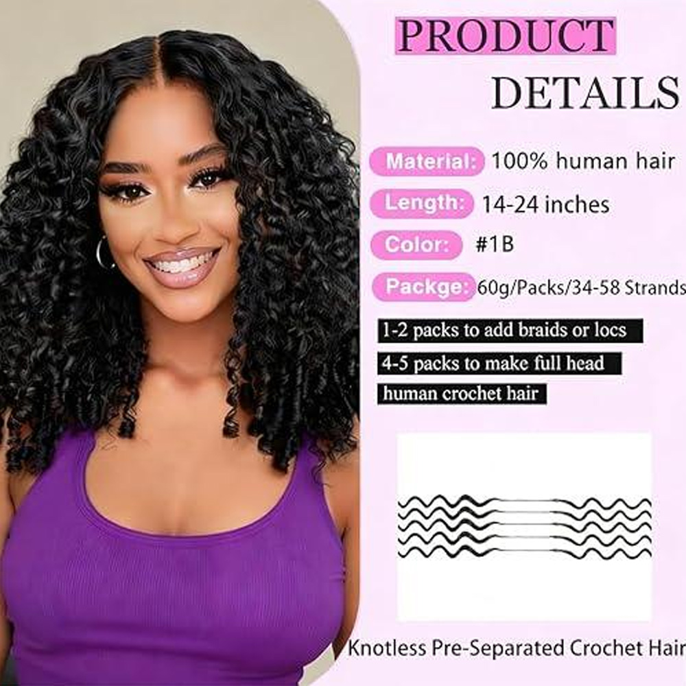12A Cabelo Cacheado Preto Natu - Crochet Braiding Hair avaliação e preço