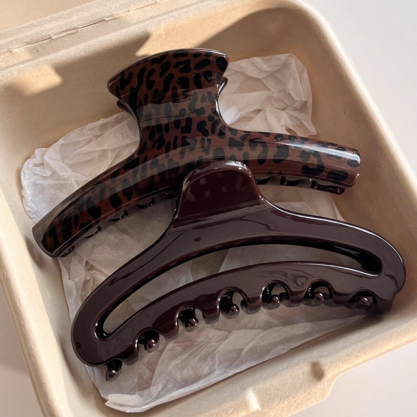 2 pçs vintage leopardo impress - Hair Clip Claw Large avaliação e preço